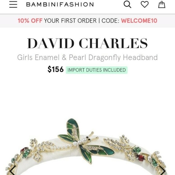 David Charles Girls Enamel & Pearl Dragonfly Headband Jewled - Picture 11 of 14